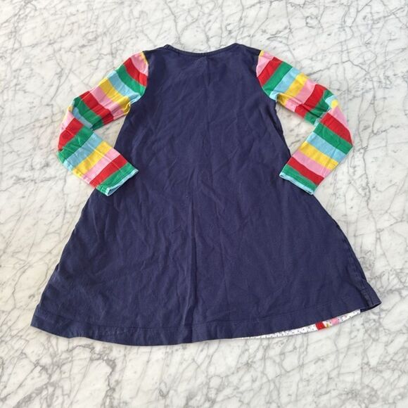 Mini Boden Rainbow Unicorn Applique Dress Girls 7/8 Pockets Long Sleeve Navy - Picture 4 of 5
